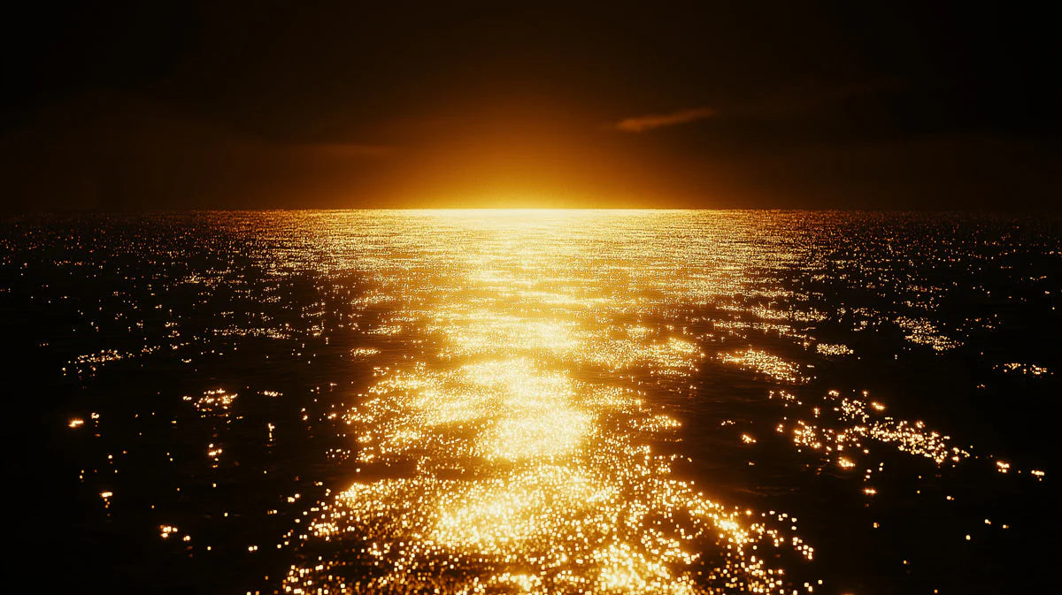 Golden Horizon Sunset Mural Wallpaper — Opulent Coastal Design Mural Wallpaper - room preview 02