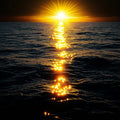 Golden Horizon Sea Mural Wallpaper — Moody Coastal Decor Mural Wallpaper - room preview 02