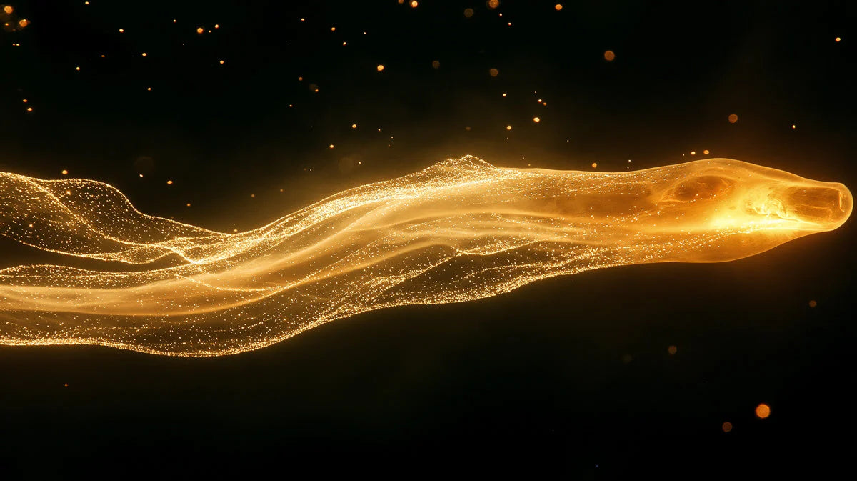 Floating Golden Light Particle Mural Wallpaper — Abstract Art Mural Wallpaper - room preview 02