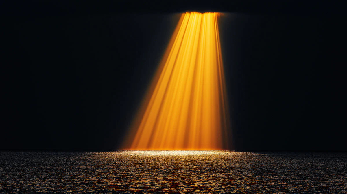 Golden Light Beam Mural Wallpaper — Dramatic Modern Art Mural Wallpaper - room preview 02