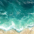 Aerial Beach Waves Mural Wallpaper — Impressionistic Coastal Scene Mural Wallpaper - room preview 02