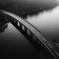 Aerial Bridge Over Water Mural Wallpaper — Monochromatic Landscape Mural Wallpaper - room preview 02
