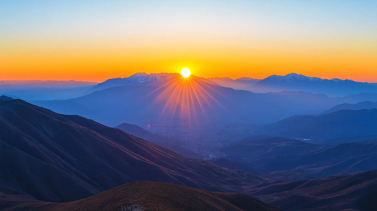 Mountain Sunrise Horizon Mural Wallpaper —Vibrant Scenic Decor Mural Wallpaper - room preview 02