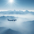 Aviation Misty Mountain Peaks Mural Wallpaper — Modern Blue Sky Mural Wallpaper - room preview 02