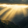 Golden Rays Mountain Valley Mural Wallpaper - room preview 02
