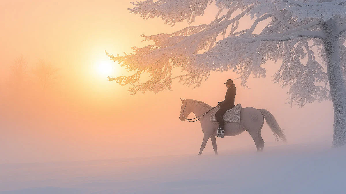 Snowy Tree Rider Sunset Mural Wallpaper Serene Elegant Decoration Mural Wallpaper - room preview 02