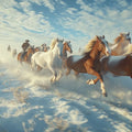 Galloping Horses Snowy Field Mural Wallpaper — Winter Landscape Mural Wallpaper - room preview 02