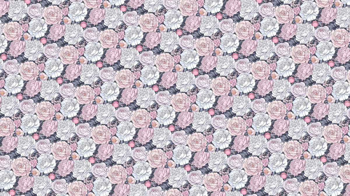 Dense Peony Blossom Mural Wallpaper — Soft Pastel Floral Design Mural Wallpaper - room preview 02