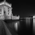 Belém Tower Night Mural Wallpaper — Monochrome Architectural Mural Mural Wallpaper - room preview 02
