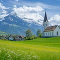 Alpine Village Mural Wallpaper —Scenic Mountain Landscape Mural Wallpaper - room preview 02