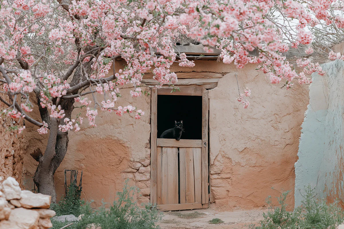 Spring Blossom Cottage Mural Wallpaper — Whimsical Garden Scene Mural Wallpaper - room preview 02