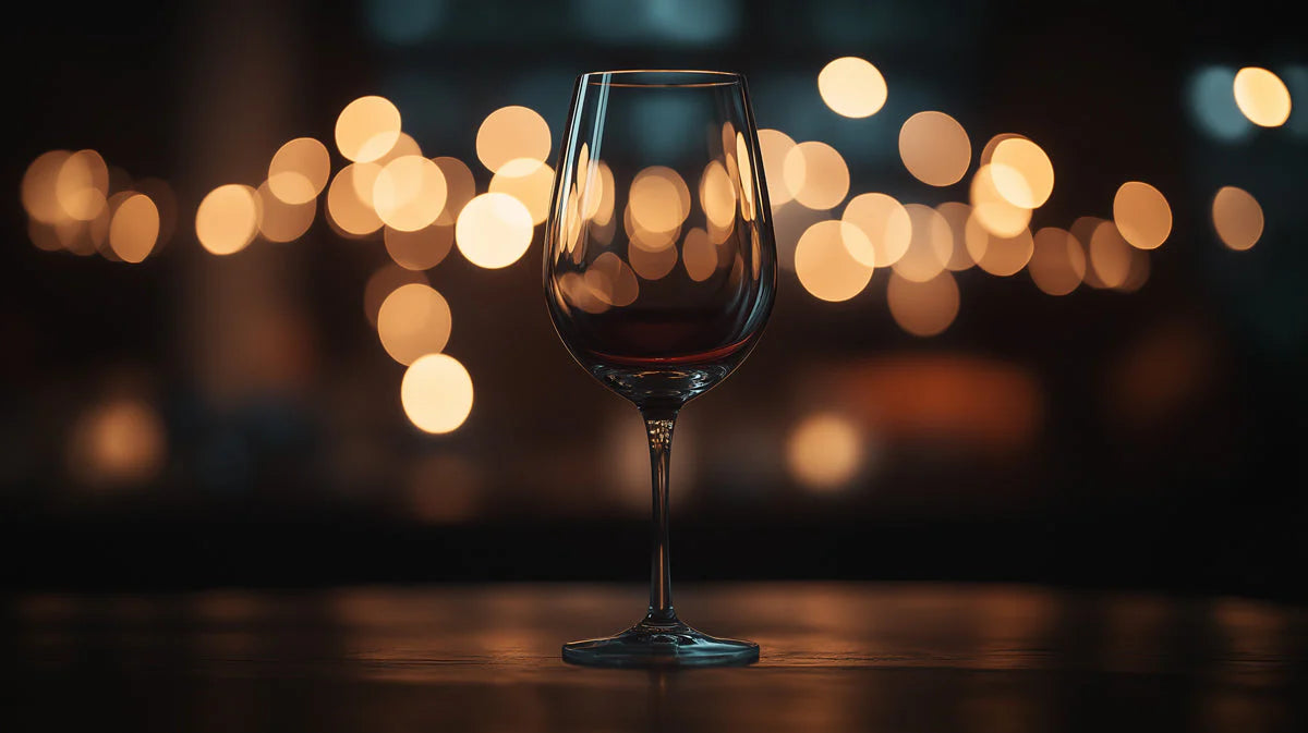 Golden Bokeh Wine Glass Mural Wallpaper — Warm Evening Glow Mural Wallpaper - room preview 02