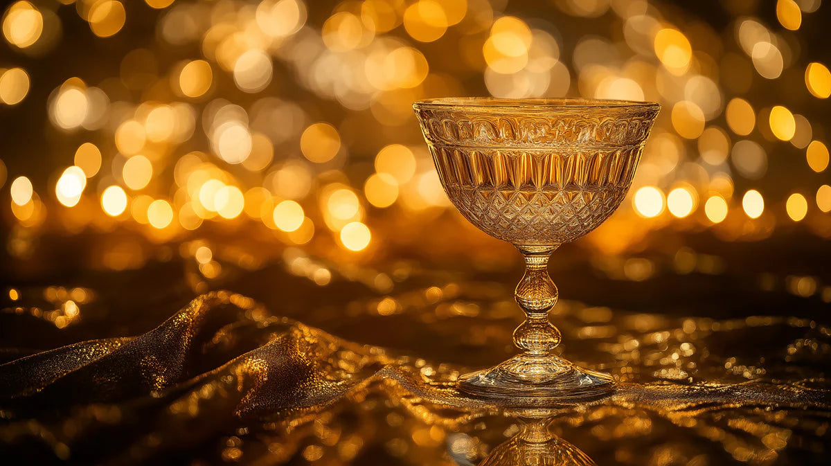 Golden Chalice Bokeh Mural Wallpaper — Opulent Celebration Style Mural Wallpaper - room preview 02