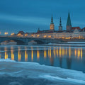 Twilight Riverside Cityscape Mural Wallpaper —Architectural Mural Mural Wallpaper - room preview 02