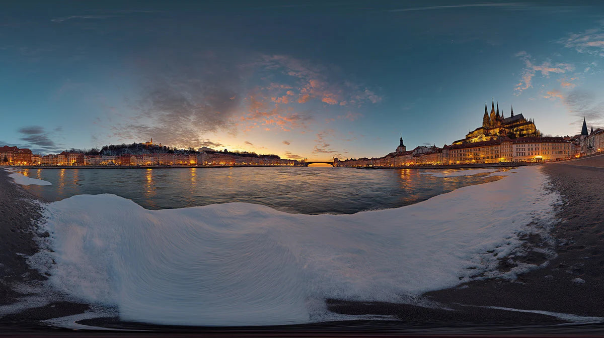 Prague Sunset Cityscape Mural Wallpaper —Cinematic Urban View Mural Wallpaper - room preview 02