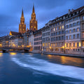 Gothic Cathedral Cityscape Mural Wallpaper —Moody Urban Scene Mural Wallpaper - room preview 02