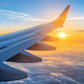 Golden Hour Airplane Wing Mural Wallpaper —Sunset Sky View Mural Wallpaper - room preview 02