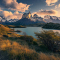 Patagonian Mountain Lake Mural Wallpaper —Golden Hour Horizon Mural Wallpaper - room preview 02