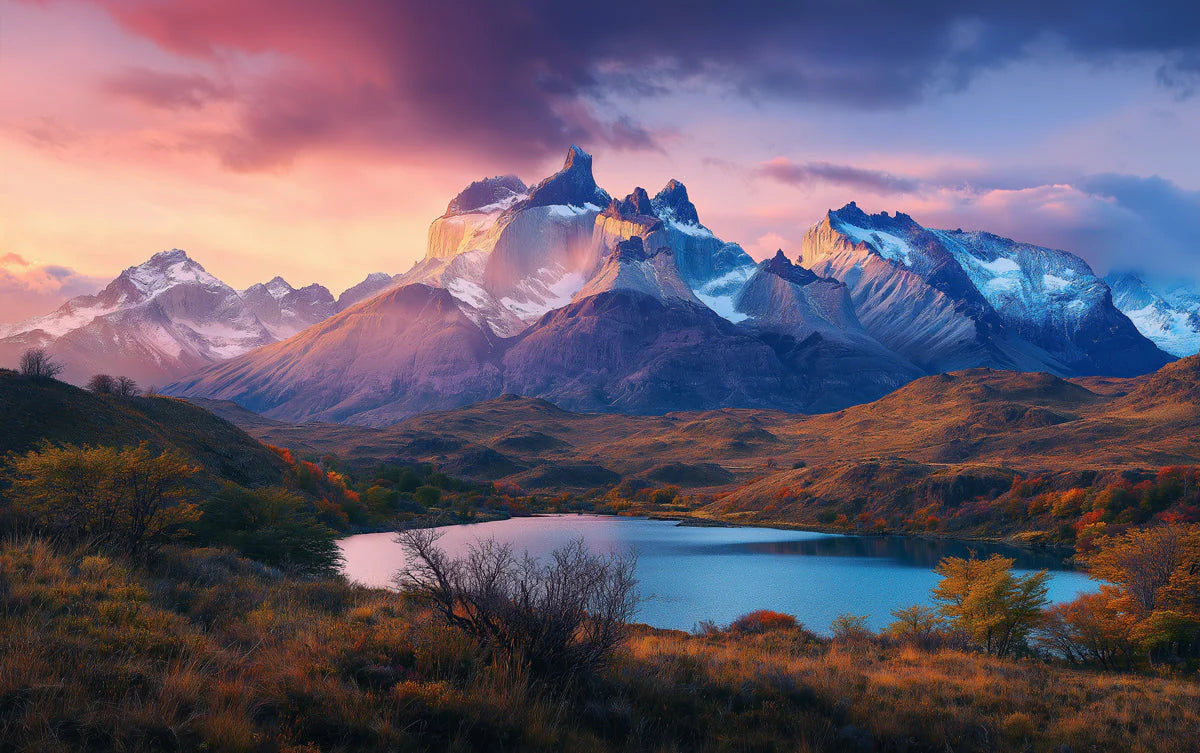 Patagonian Sunset Peaks Mural Wallpaper —Scenic Landscape Mural Wallpaper - room preview 02