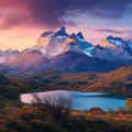 Patagonian Sunset Peaks Mural Wallpaper —Scenic Landscape Mural Wallpaper - room preview 02