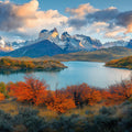 Patagonia Mountain Lake Mural Wallpaper — Scenic Autumn Landscape Mural Wallpaper - room preview 02