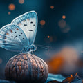 Ethereal Blue Butterfly Mural Wallpaper — Night Garden Pattern Mural Wallpaper - room preview 02
