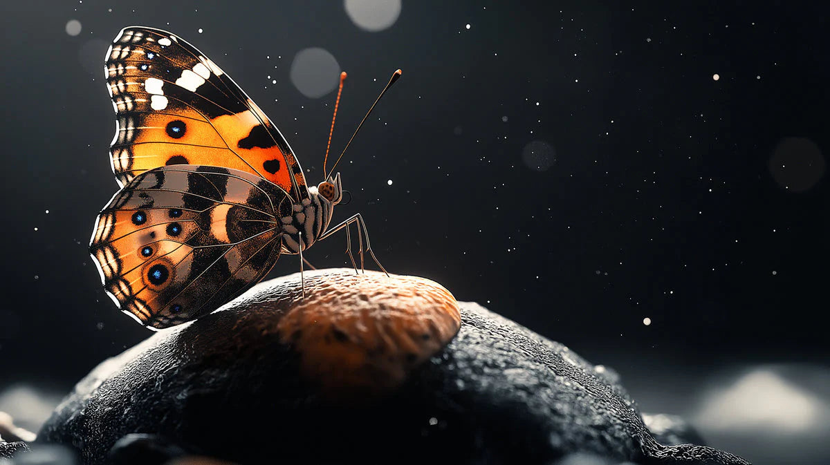 Monarch Butterfly Night Mural Wallpaper — Moody Nature Design Mural Wallpaper - room preview 02