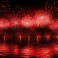 Crimson Fireworks Night Mural Wallpaper — Energetic Festive Decor Mural Wallpaper - room preview 02