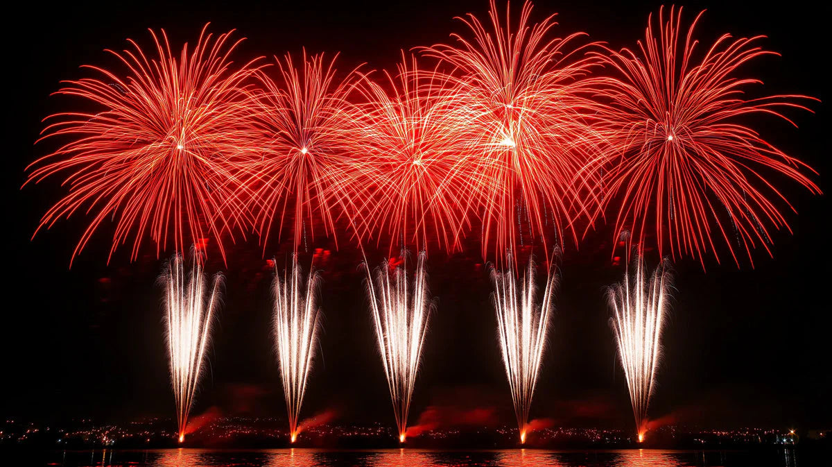 Fiery Crimson Fireworks Mural Wallpaper — Bold Modern Statement Mural Wallpaper - room preview 02