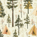 Camping in the Woods Mural Wallpaper — Whimsical Forest Decor Mural Wallpaper - room preview 02