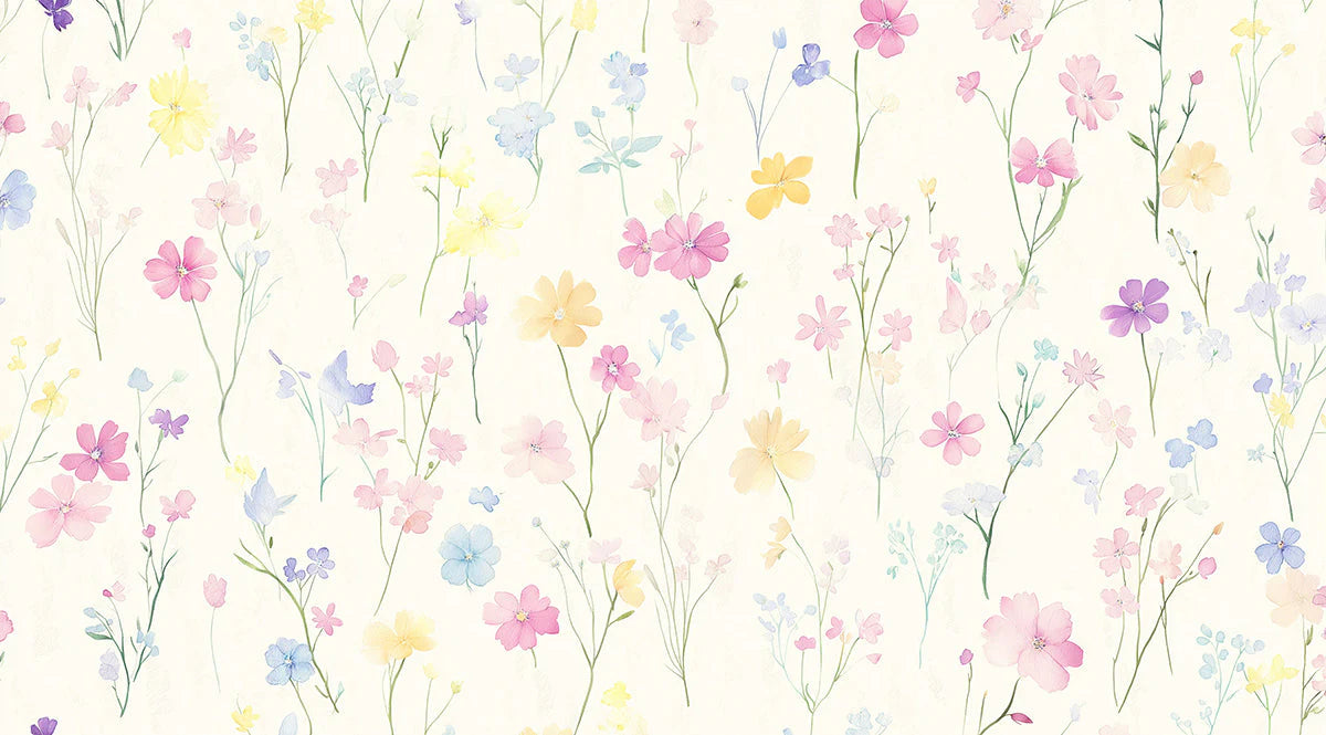 Pastel Floral Bedroom Mural Wallpaper Soft Serene Decoration Mural Wallpaper - room preview 02