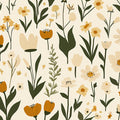 Bohemian Wildflower Mural Wallpaper in Earthy Ochre Tones Mural Wallpaper - room preview 02