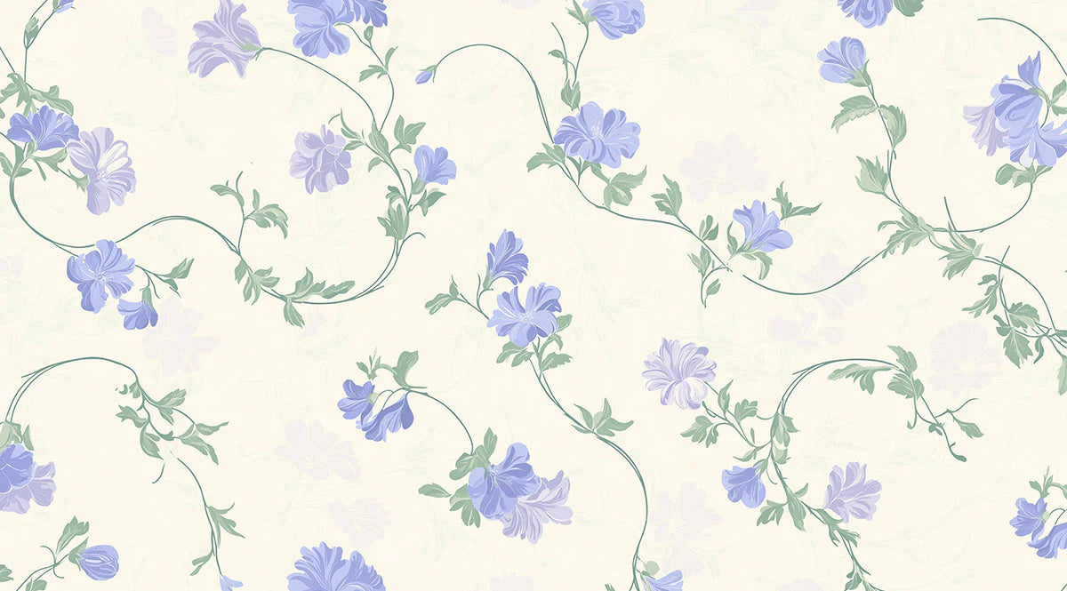 Wisteria Trail Floral Mural Wallpaper — Soft Botanical Design Mural Wallpaper - room preview 02