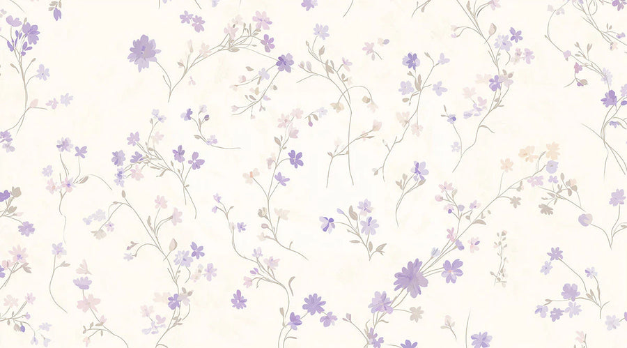 Landscape Wallpaper Mural – Scenery Wall Mural – Lavender Meadow Floral — Soft Botanical Design printable artwork