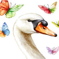 Swan and Colorful Butterflies Mural Wallpaper —Whimsical Decor Mural Wallpaper - room preview 02