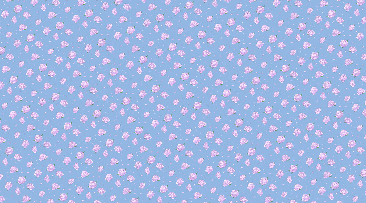 Vintage Rose Garden Mural Wallpaper — Soft Blue Floral Design Mural Wallpaper - room preview 02