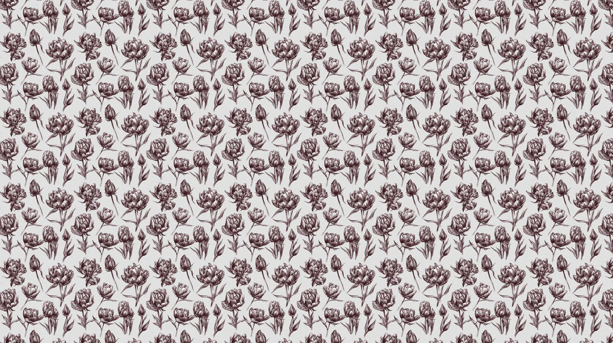Vintage Botanical Sketch Mural Wallpaper —Monochrome Floral Mural Wallpaper - room preview 02