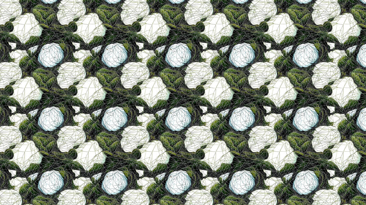 Abstract Geometric Floral Mural Wallpaper — Modern Monochrome Green Mural Wallpaper - room preview 02