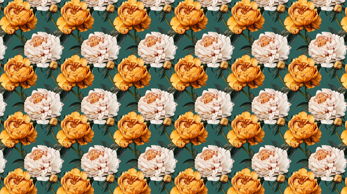 Large Scale Peony Mural Wallpaper in Ochre and Cream Mural Wallpaper - room preview 02