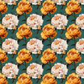 Large Scale Peony Mural Wallpaper in Ochre and Cream Mural Wallpaper - room preview 02