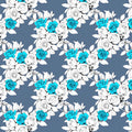 Cyan and Slate Rose Trellis Mural Wallpaper — Graphic Floral Mural Wallpaper - room preview 02