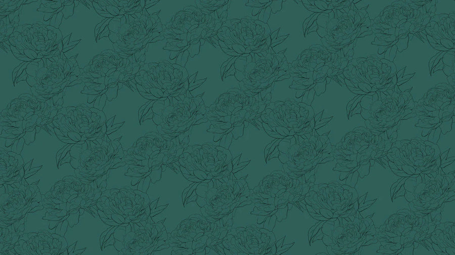 Papier Peint Mural Pivoine Forêt Profonde — Papier Peint Mural Style Botanique printable artwork