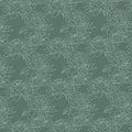 Minimalist Peony Sketch Mural Wallpaper — Deep Sage Green Mural Wallpaper - room preview 02