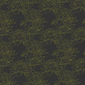 Graphic Peony Line Art Mural Wallpaper — Charcoal and Ochre Mural Wallpaper - room preview 02