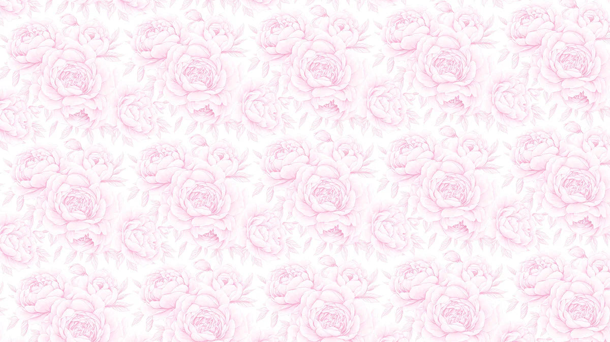 Blush Peony Sketch Mural Wallpaper — Romantic Floral Illustration Mural Wallpaper - room preview 02