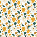 Whimsical Character Geometric Mural Wallpaper — Playful Pattern Mural Wallpaper - room preview 02