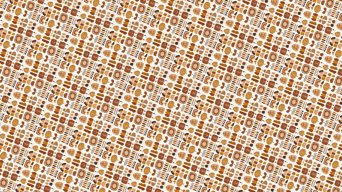 Mid-Century Geometric Mural Wallpaper with Earthy Mosaic Motifs Mural Wallpaper - room preview 02