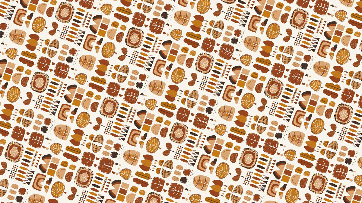 Mid-Century Geometric Motif Mural Wallpaper —Earthy Abstract Decor Mural Wallpaper - room preview 02