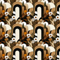 Art Deco Arch and Floral Mural Wallpaper — Mid-Century Modern Mural Wallpaper - room preview 02