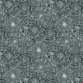 Dense Floral Silhouette Mural Wallpaper — Deep Charcoal and White Mural Wallpaper - room preview 02
